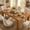 Wood Color, variant on Gaderth Farmhouse Dining Table For 4-6,Rectangular Kitchen Table,Modern Wood Dinner Table With Thick Tabletop,Wood Strip Base,Wider Legs For Home Office Apartment Family Gatherings