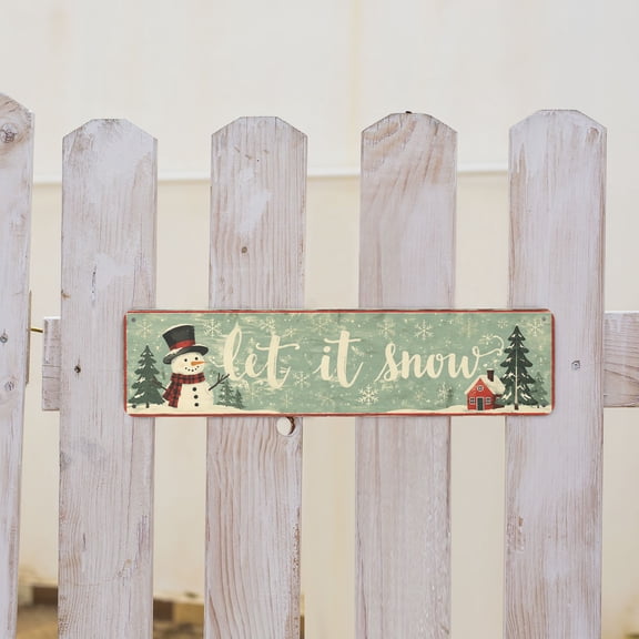 Let It Snow Winter Theme Metal Tin Sign For Holiday Wall Decor 4x16 Inch