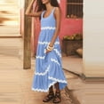 thumbnail image 7 of pimelu Dresses for Women Wedding Guest Dresses for Women Loose Flowy Pleated Swing Beach Boho Tank Maxi Dress Summer Trendy Striped Print Sleeveless U-Neck Women Long Dress, 7 of 7