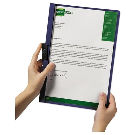 Durable 220307 DuraClip Report Cover w/Clip, Letter, Holds 30 Pages, Clear/Dark Blue