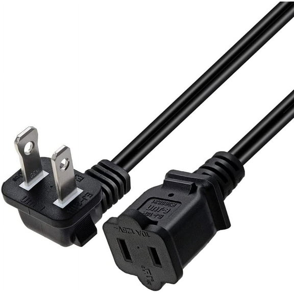 Toptekits 90 Degree Angled Polarized US 2-Prong Male-Female Extension Power Cord,5ft/1.5m Elbow NEMA 1-15P to 1-15R Cable Polarized,USA Outlet Saver Power Extension Cord Cable (5ft/1.5m, Elbow)