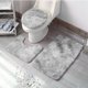 thumbnail image 1 of Nvzi Juego de 5 alfombrillas de baño de tres piezas con estampado tie-dye, juego de tres alfombrillas de baño para ducha, limpiables y reutilizables, absorbentes de agua (gris claro)., 1 of 5