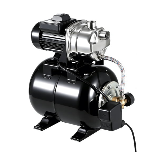 Garvee 1.6 HP Shallow Well Pump with Pressure Tank, 1320 GPH, Stainless Steel, Automatic Switch, for Home Farm Garden