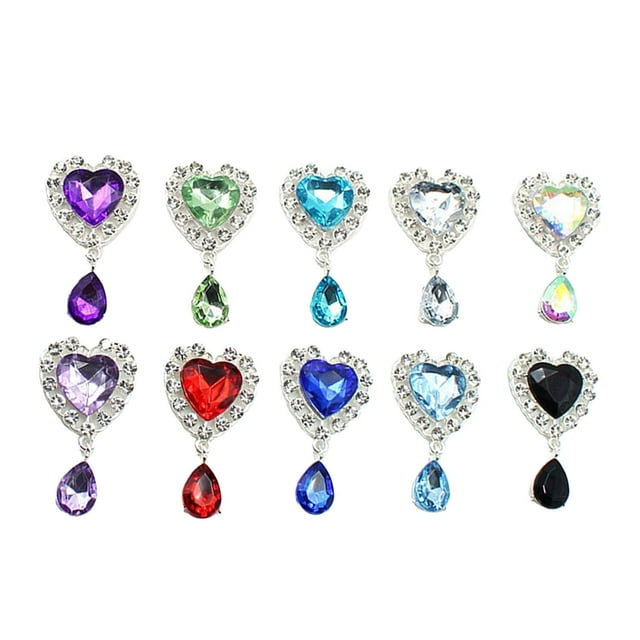 10 Uds. Botones de diamantes de imitación de corazón colgantes de colores mezclados 45mm x 25mm adornos de abalorios de diamantes de imitación para la