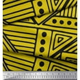 thumbnail image 3 of Soimoi Yellow Cotton Poplin Fabric Triangle Art Geometric Printed Craft Fabric by the Yard 42 Inch Wide, 3 of 3
