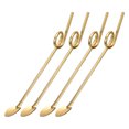 thumbnail image 1 of Unique Bargains 4Pack 10.2' Stainless Steel Spoon Straw Circle Long Handle Straw Spoon, Gold, 1 of 5