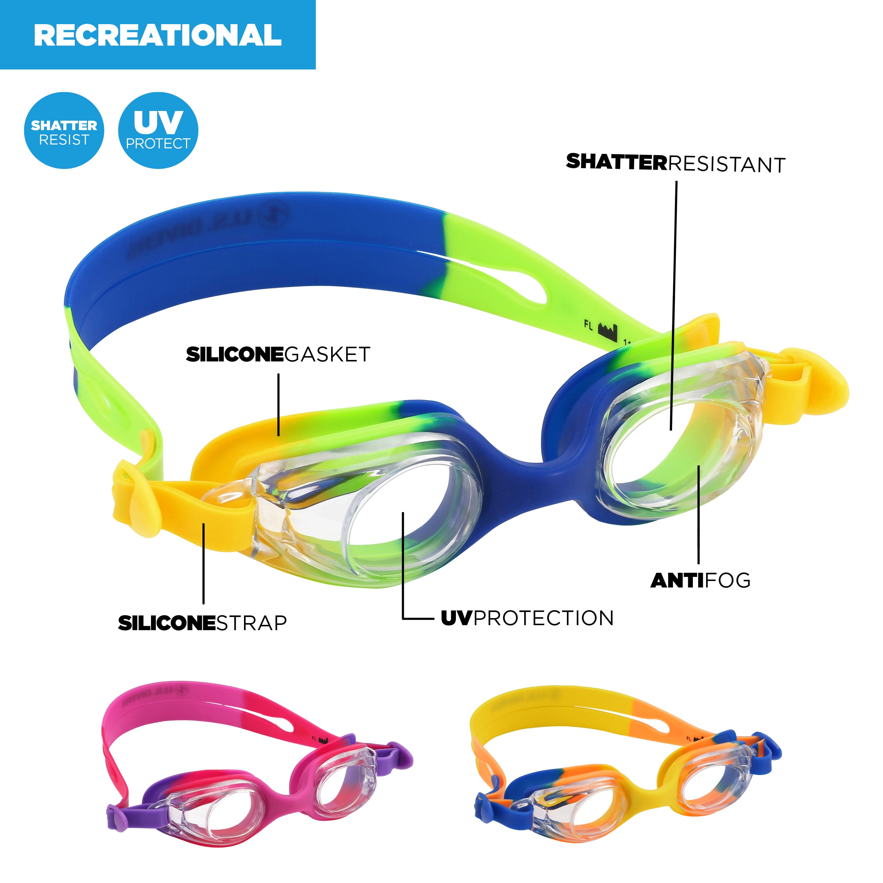 Details about  / Kids Swimming Goggles Anti-Fog Swim Glasses UV Protection HD Mirror Full Lens