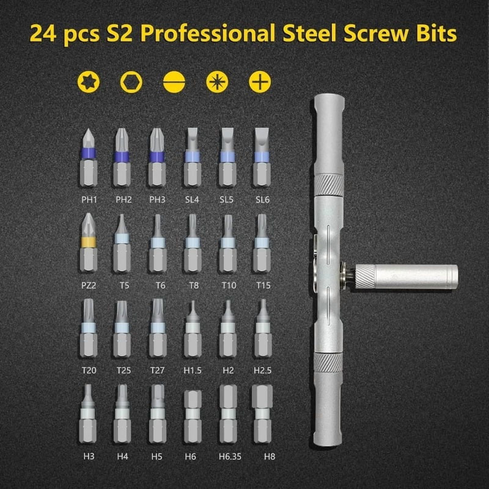 VMAN 24 in 1 Ratchet Screwdriver Set with Detachable Handle, S2 Alloy Steel Precision Bits, Magnetic Ratcheting Screwdriver with Case for Bicycle, Computer, Electronics Repair