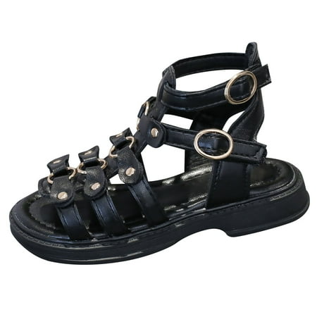 

B91xZ Sandals for Toddler Girls Girls Sandals Summer Baby Toddler Sandals Soft Soled Children s Sandals Kids Sandals Black Sizes 1.5