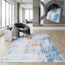 SAFAVIEH Tacoma Oscar Traditional Machine Washable Area Rug, Grey/Blue, 6' x 9'