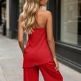 thumbnail image 6 of hoksml Women Strapless Asymmetrical Top Wide Leg Pants Two Piece Outfit Vacation Casual Set for Everyday Comfort, 6 of 9
