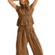 thumbnail image 2 of Pantalones anchos Outfit Antnation de 2 piezas con parte superior fruncida para mujer, 2 of 6