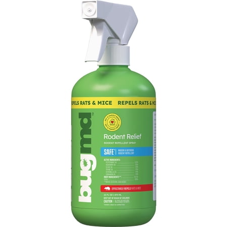 BugMD Peppermint Oil Spray for Rodents - 16oz Mouse Repellent & Rodent Repellent Spray, Natural Mice Repellent with Cinnamon, Clove, and Rosemary Oils - Safe Indoor & Outdoor Use