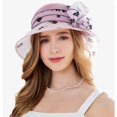thumbnail image 5 of XINPING Women's Floral Lace Sun Hat, Elegant Wide Brim Tea Party Hat with Flower Embellishments for Events, Weddings and Beach Vacation, 5 of 8