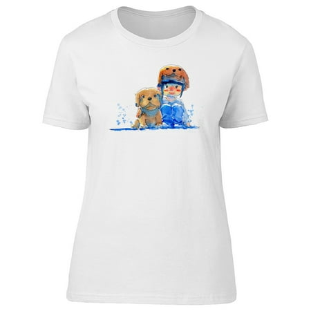 Cute Girl And Puppy Best Friend Tee Women's -Image by