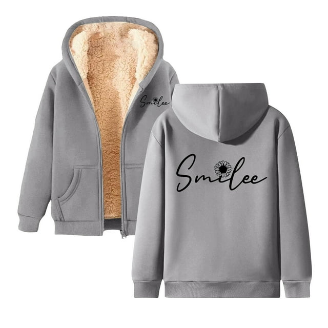 HNMKIU Chandail en Molleton Femme Mode Confortable et Décontracté Automne et Hiver Manteau de Sport Imprimé Décontracté avec Fermeture Éclair Sweat à Capuche avec Poche