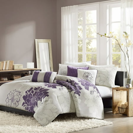 UPC 675716403195 product image for Home Essence Jane 6 Piece Cotton Printed Duvet Cover Set Purple Full/Queen | upcitemdb.com