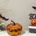 thumbnail image 3 of Disco Ball Pumpkin Decor - Glitter Mirror Fall Pumpkin for Halloween Thanksgiving Table Centerpiece, 70s Party & Farmhouse Decor, 3 of 5