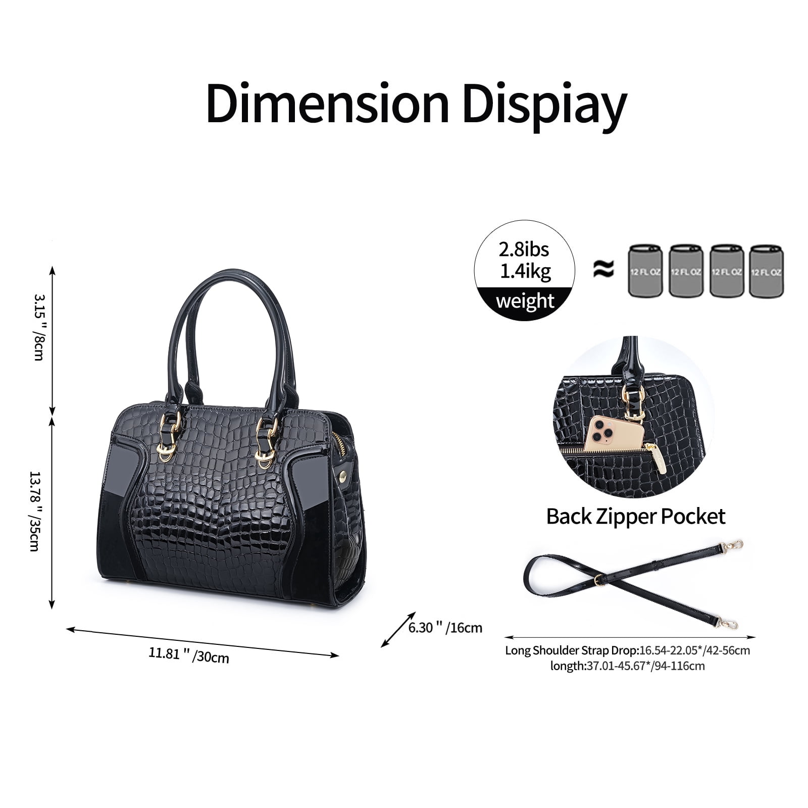 FEIMINA Genuine Leather Tote Bag for Women, Black Large Capacity Crossbody Bag, Handbags Purses for Women