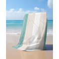 thumbnail image 4 of Turquoise Beige Stripe Beach Towels Oversized Super Absorbent, Modern Art Horizontal Striped Lightweight Bath Towel Quick Dry Sets For Bathroom/Pool/Rv Camping/Beach Play/Gym Room/Picnic 31"x62", 4 of 8