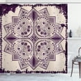 thumbnail image 1 of Purple Mandala Shower Curtain, Snowflake Form Inspired Geometric Design on Grungy Background, Fabric Bathroom Set with Hooks, 69W X 75L Inches Long, Dark Purple and Eggshell, by Ambesonne, 1 of 3