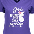 thumbnail image 4 of Inktastic Hunting Girls Hunt Too Only Prettier with Doe and Arrow Women's V-Neck T-Shirt, 4 of 5