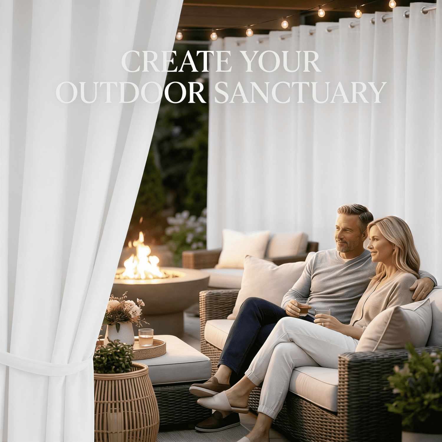 SNITIE Velvet Outdoor Curtains 52x84/96/108 Inch Set of 4 - Grommet Top, UV & Water Resistant, Fade-Resistant, Machine Washable for Gazebo Patio Porch