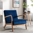 thumbnail image 2 of Xukmct Upholstered Velvet Accent Chair with Wood Frame, Mid Century Modern Fabric Armchair for Living Room, Bedroom, Office, Blue, 2 of 9