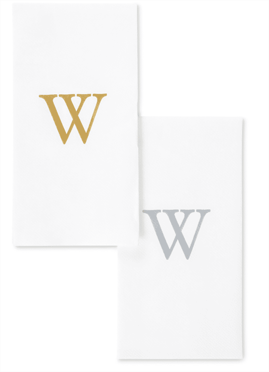 Singular Disposable Guest Towels Monogram Hand Towels Bathroom Paper Napkins Gold "W" 25