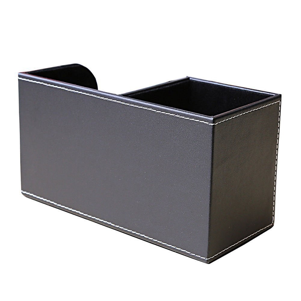 3pcs/set Desk Organizer Sets Leatherette Office Accessories Supplies Including Tissue Holder Pencil And Business Name Cards Stand Black