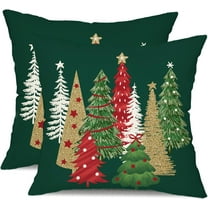 Christmas Pillow Covers 20x20 Inch Set of 2 Christmas Tree Decorative Green Throw Pillows Winter Christmas Decor for Home Couch TH-50B20