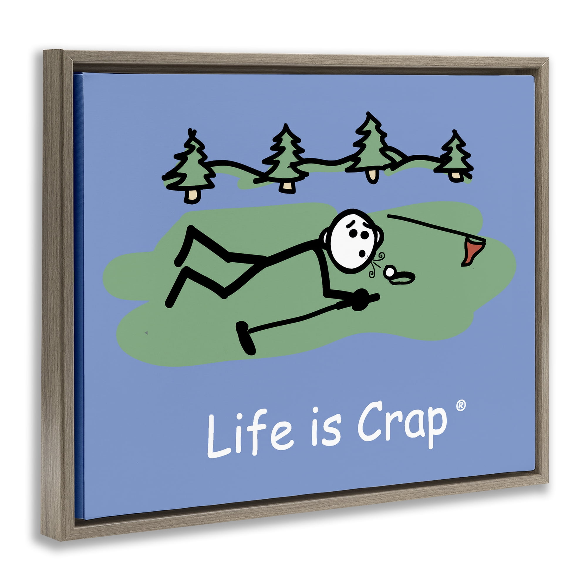 Stupell Industries Funny Golf Blow Novelty & Humor Painting Brown Floater Framed Canvas Art Print Wall Art, 21 x 17