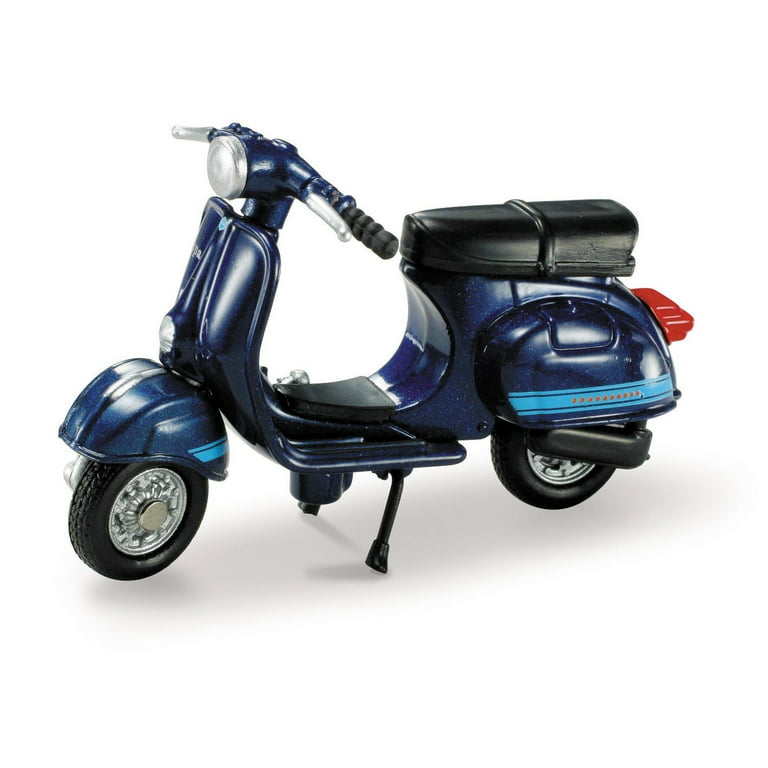 miniature toy vespa, black and blue with shiny metal