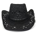 thumbnail image 1 of Sombrero de protección solar vaquero occidental oso de fresa Tejido a mano Color Negro, 1 of 4