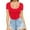 Red, variant on Fartey Womens Scoop Neck Short Sleeve Shirts Solid Color Summer Going Out Tops Soft Stretch Tight Tops Trendy Y2K Tee Blue S
