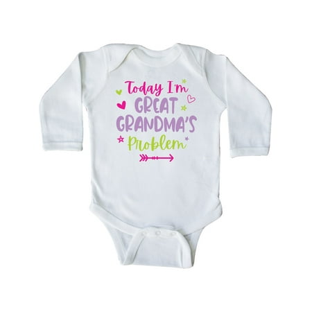 

Inktastic Child Funny Today Im Great Grandmas Problem Gift Baby Girl Long Sleeve Bodysuit