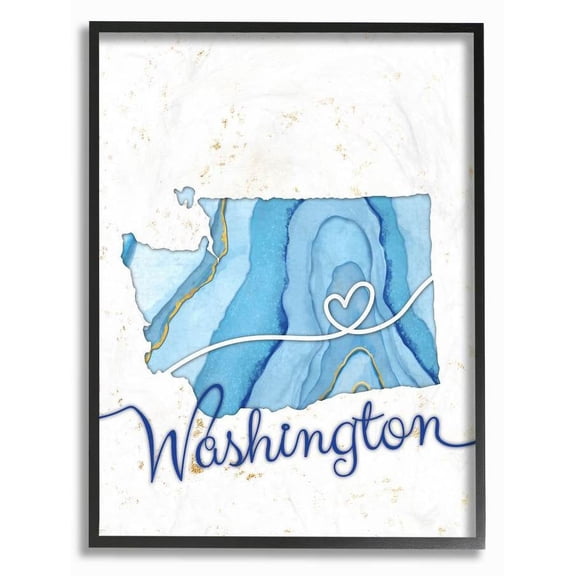 Stupell Industries Washington Agate Blue US State Design Framed Wall Art by Ziwei Li