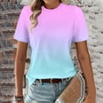 thumbnail image 2 of Tops for Women Gradient Printing Women's T-Shirts Crew Neck Activewear Short Sleeve Breathable Summer Tops Loose Thin Ladies Blouses Tees Tunic Casual Plus Size Clothing, 2 of 5