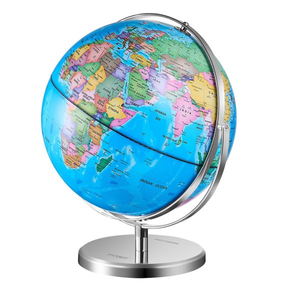 STAWAY Illuminated World Globe - 9 Inch Educational Earth Globe with LED Constellation Night Light, 720° Rotation, Heavy Metal Base for Kids Learning