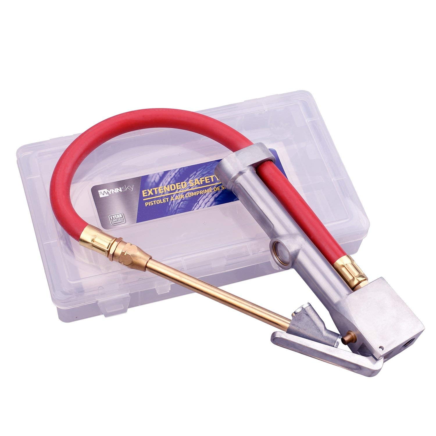 WYNNsky Chuck Inflator Gauge with 15 Inch Air Hosec and Straighton