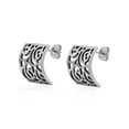 thumbnail image 3 of Womens Stainless Steel Silver-Tone Floral-Cut Cuff Earrings, 3 of 4