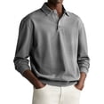 thumbnail image 3 of LTTVQM Mens Long Sleeve Polo Shirt Mesh Knit Breathable Casual Lightweight Lapel Collared Golf Shirts Classic Fit Athletic Workout Tennis Tops Gray 5XL, 3 of 6