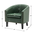 thumbnail image 3 of 29" W Modern Faux Vegan Leather Barrel Chair, PU Upholstered Tufted Accent Club Chairs with Nailhead Trim, Small Armchair for Living Room Bedroom Apartment Lounge Nursery, Green, 3 of 9