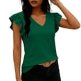 thumbnail image 4 of Axiiglly Short Sleeve Tops for Women V Neck Loose Fit Ruffle Short Sleeve Summer Casual Trendy T Shirts, S-2XL, 4 of 6