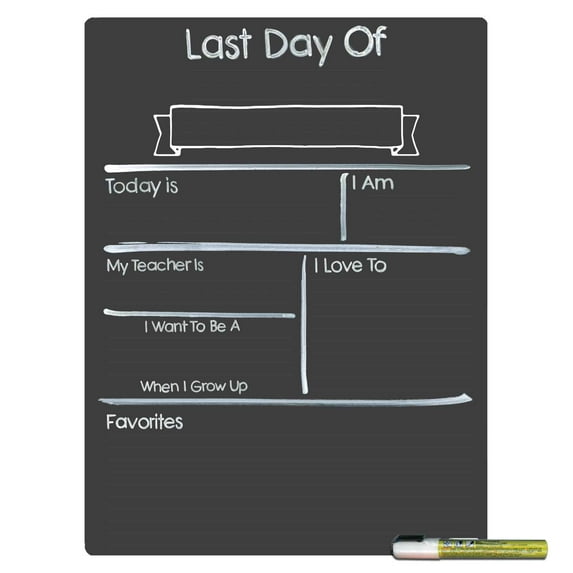 Cohas Simple Last Day of School Milestone Chalkboard, 15 by 20 inches, White Marker