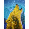 thumbnail image 2 of 3-D Howling Wolf Glow-in-the-Dark Print Cotton Wall Hanging 90" x 60" Single Blue with FREE 3-D Glasses, 2 of 3