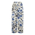 thumbnail image 6 of WTOBBY Women's Printed Wide Leg Casual Pants with Floral Design High Waist Drawstring Loose Fit and Side Pockets for Everyday Breathable Style ,Dark Blue L, 6 of 6