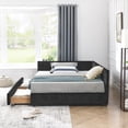 thumbnail image 4 of Harper & Bright Designs Full Size Upholstered Daybed Frame with Drawers, Velvet L Shaped Corner Bed with Backrest and Armrests for Bedroom Living Room, Black, 4 of 15