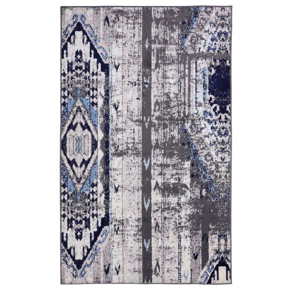 Furnish My Place Indoor Distressed Bohemian Moroccan Rug with Jute Backing - 7 ft. 8 in. x 11 ft., Dark Grey, Traditional, Area Rug for Living Room, Bedroom, Hallway