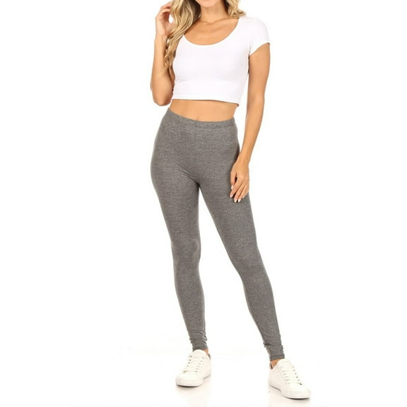 Women's Casual Solid Full Length Leggings Elastic Waistband